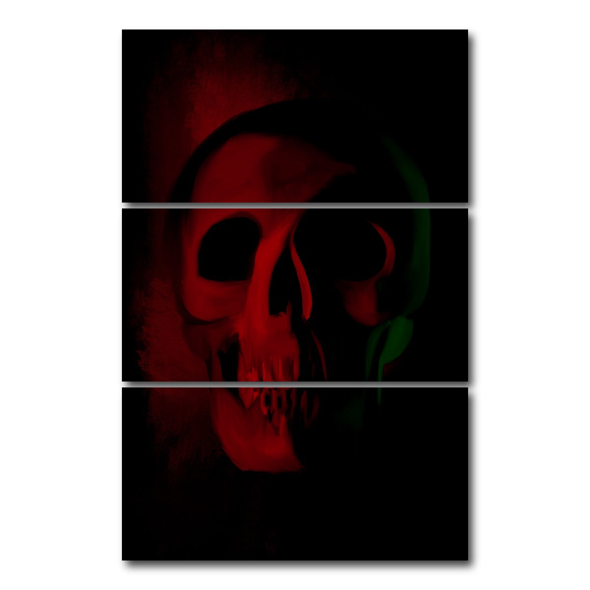 AUTO-MOCKUP WHITE | Skull Red Shade | 3 Piece | Gallery Wrap Canvas | group=12x24_stacked