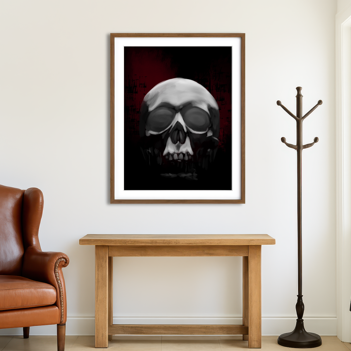 AUTO-MOCKUP ROOM | Skull White Wall Art