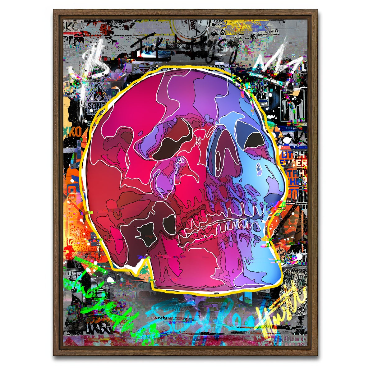 AUTO-MOCKUP WHITE | Skull design | 1 Piece | Walnut Framed Canvas | group=3x4