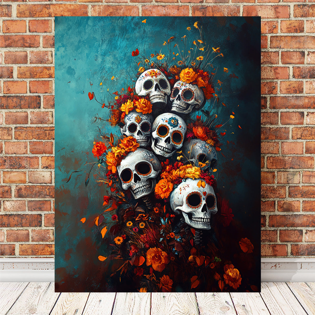 Skulls with Flowers Wall Art