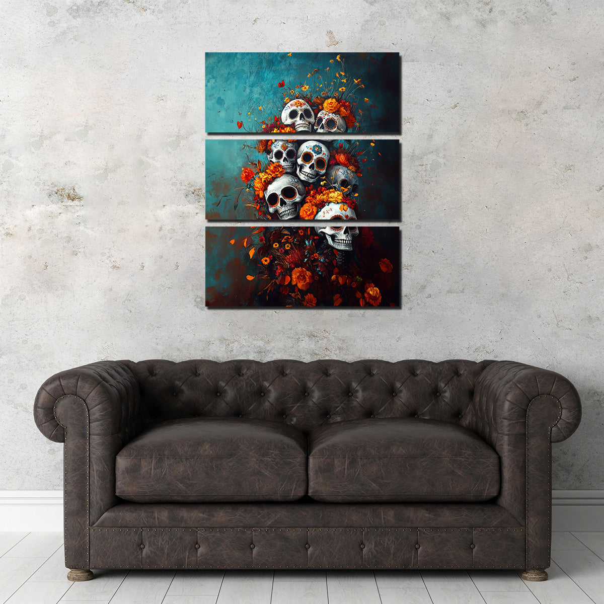 Skulls with Flowers Wall Art
