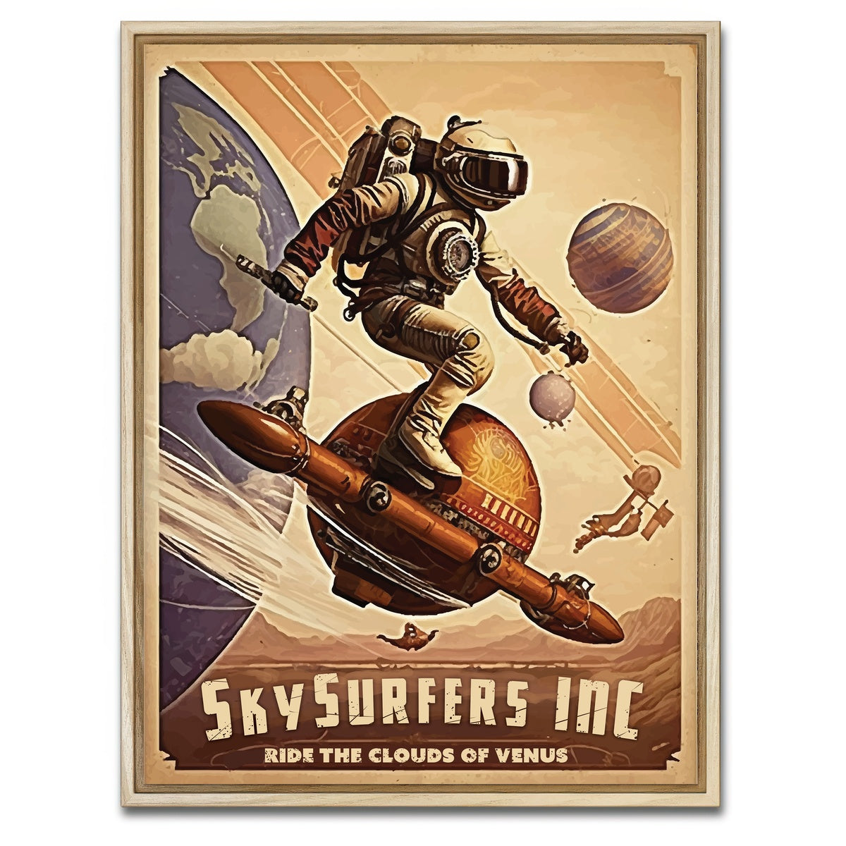 AUTO-MOCKUP WHITE | SkySurfers - Ride the Clouds of Venus | 1 Piece | Natural Framed Canvas | group=3x4