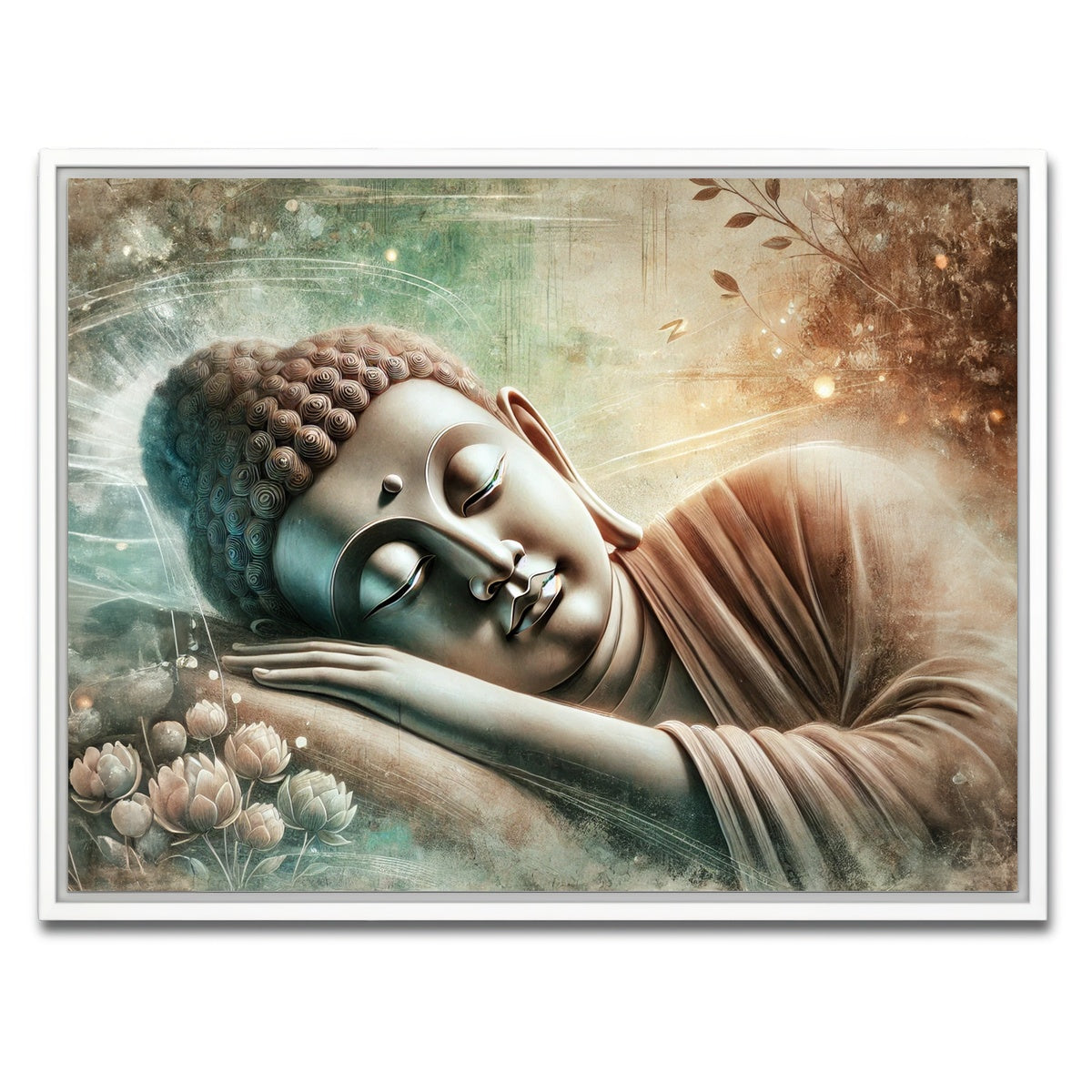 AUTO-MOCKUP WHITE | Sleeping Buddha | 1 Piece | White Framed Canvas | group=4x3
