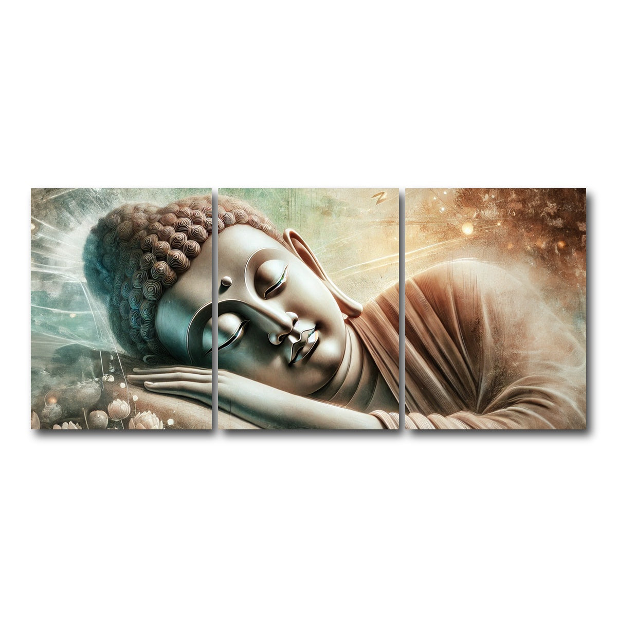 AUTO-MOCKUP WHITE | Sleeping Buddha | 3 Piece | Gallery Wrap Canvas | group=18x24