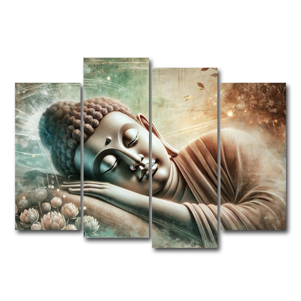 AUTO-MOCKUP WHITE | Sleeping Buddha | 4 Piece | Gallery Wrap Canvas | group=4_normal