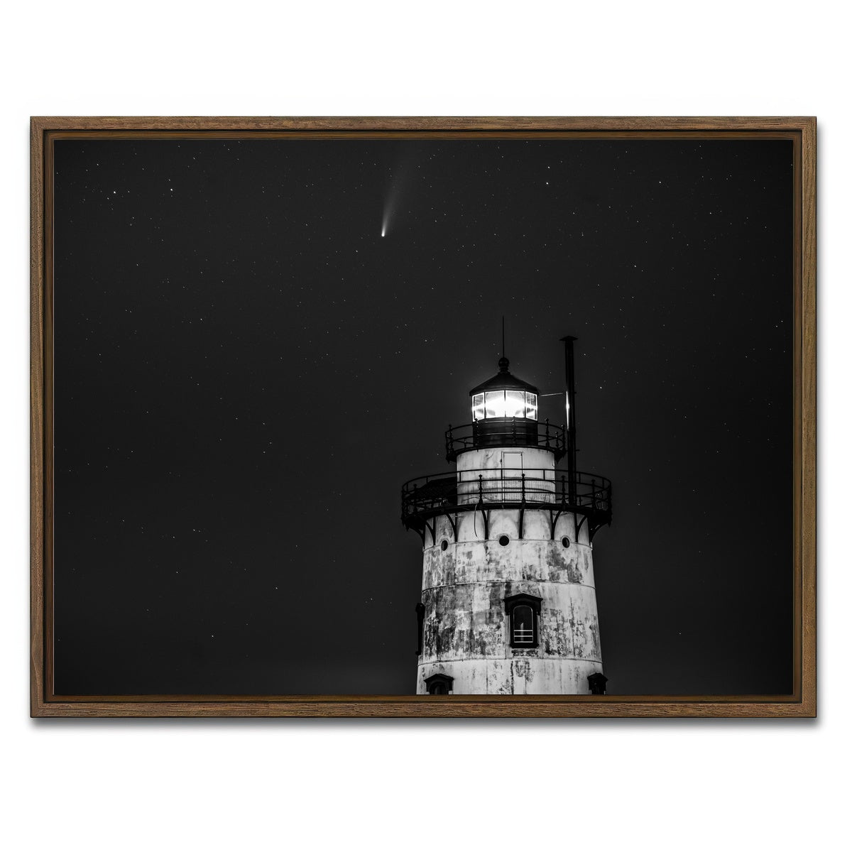 AUTO-MOCKUP WHITE | Sleepy Hollow Lighthouse | 1 Piece | Walnut Framed Canvas | group=4x3