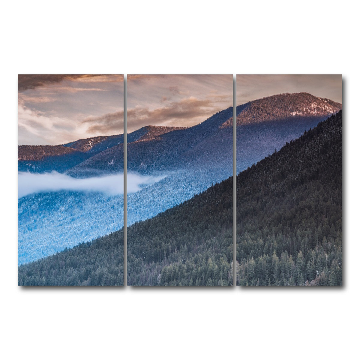 AUTO-MOCKUP WHITE | Sloping Trees | 3 Piece | Gallery Wrap Canvas | group=12x24