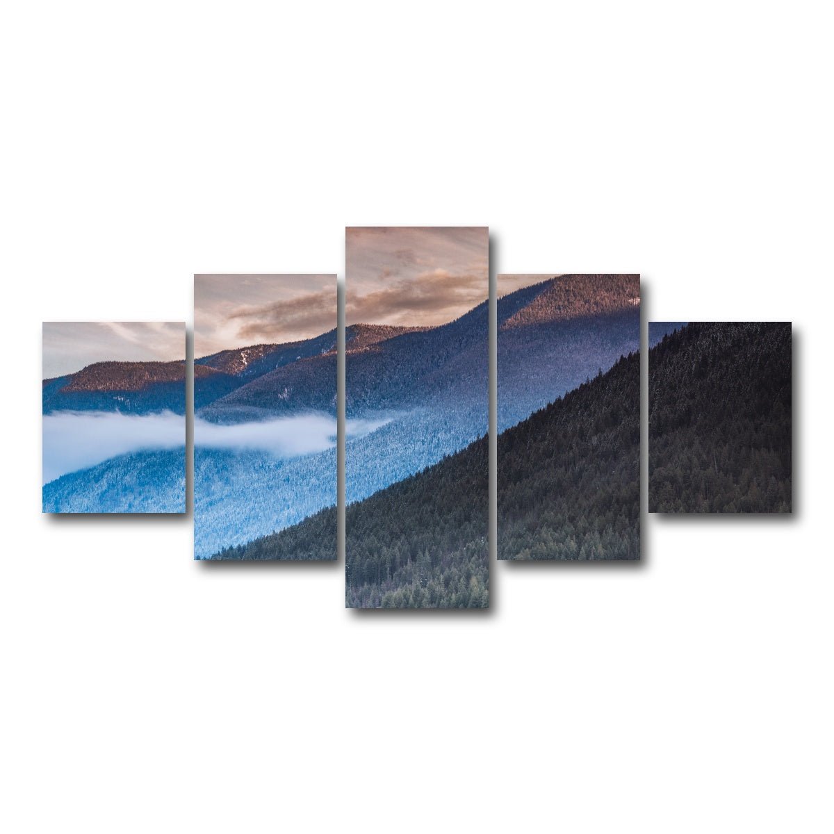 AUTO-MOCKUP WHITE | Sloping Trees | 5 Piece | Gallery Wrap Canvas | group=5_short