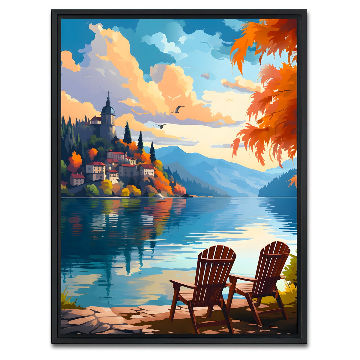 AUTO-MOCKUP WHITE | Slovenia - Bled lake | 1 Piece | Black Framed Canvas | group=3x4