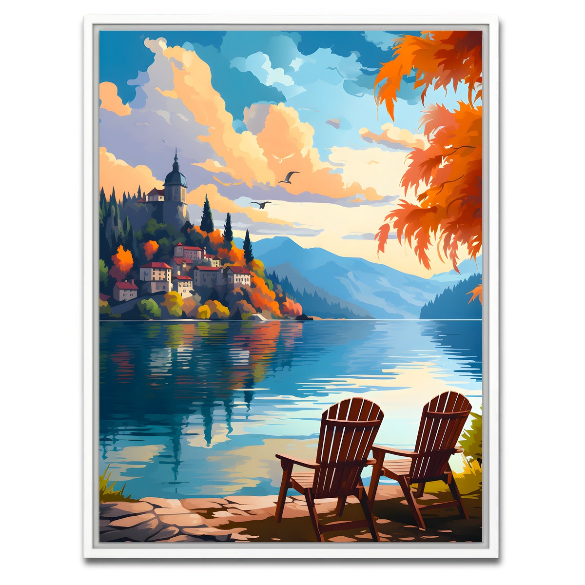 AUTO-MOCKUP WHITE | Slovenia - Bled lake | 1 Piece | White Framed Canvas | group=3x4