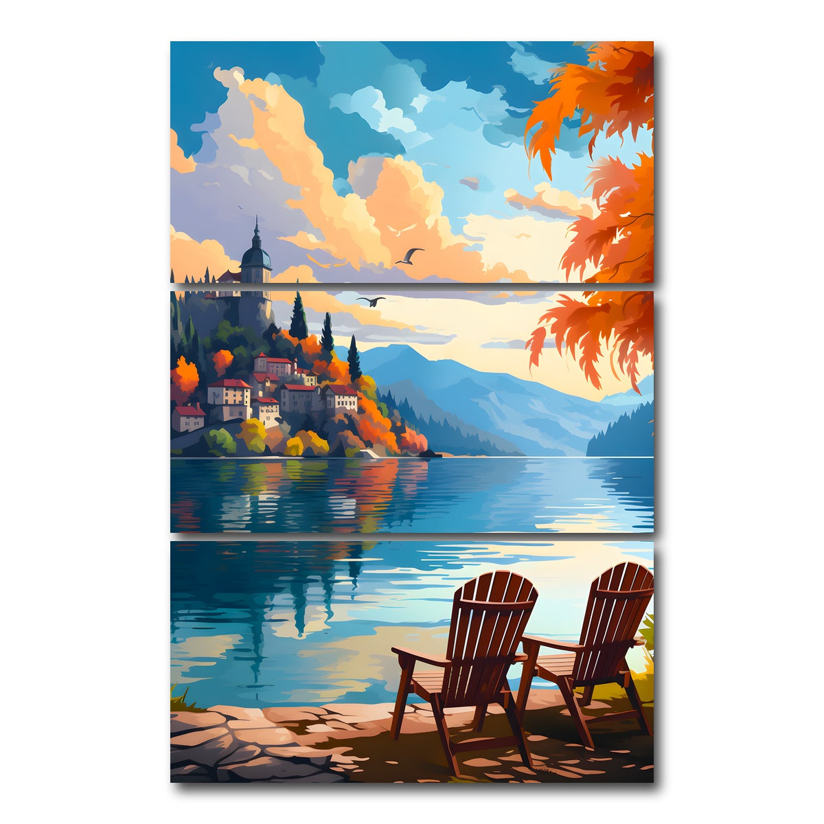 AUTO-MOCKUP WHITE | Slovenia - Bled lake | 3 Piece | Gallery Wrap Canvas | group=12x24_stacked