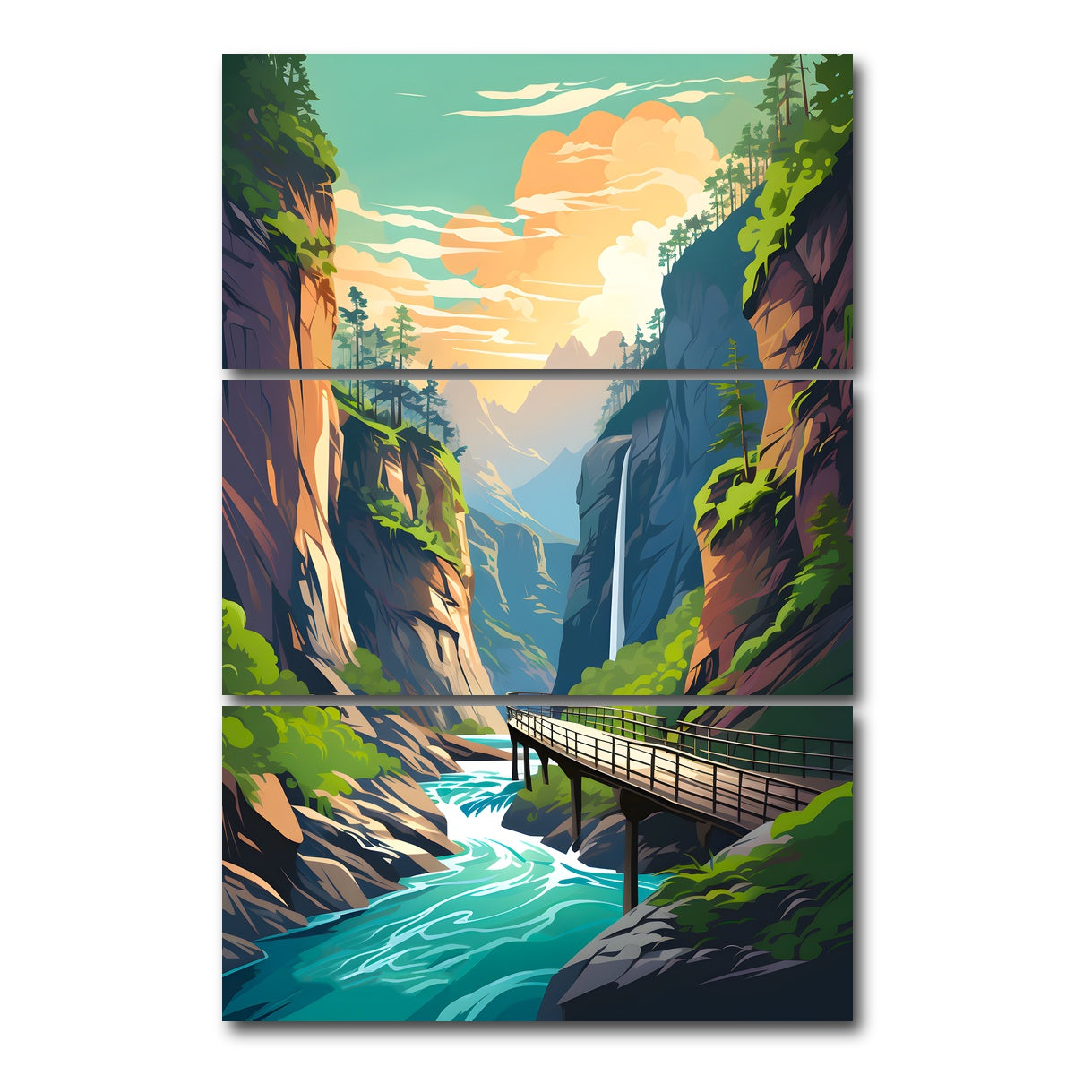 AUTO-MOCKUP WHITE | Slovenia - Vintgar Gorge | 3 Piece | Gallery Wrap Canvas | group=12x24_stacked