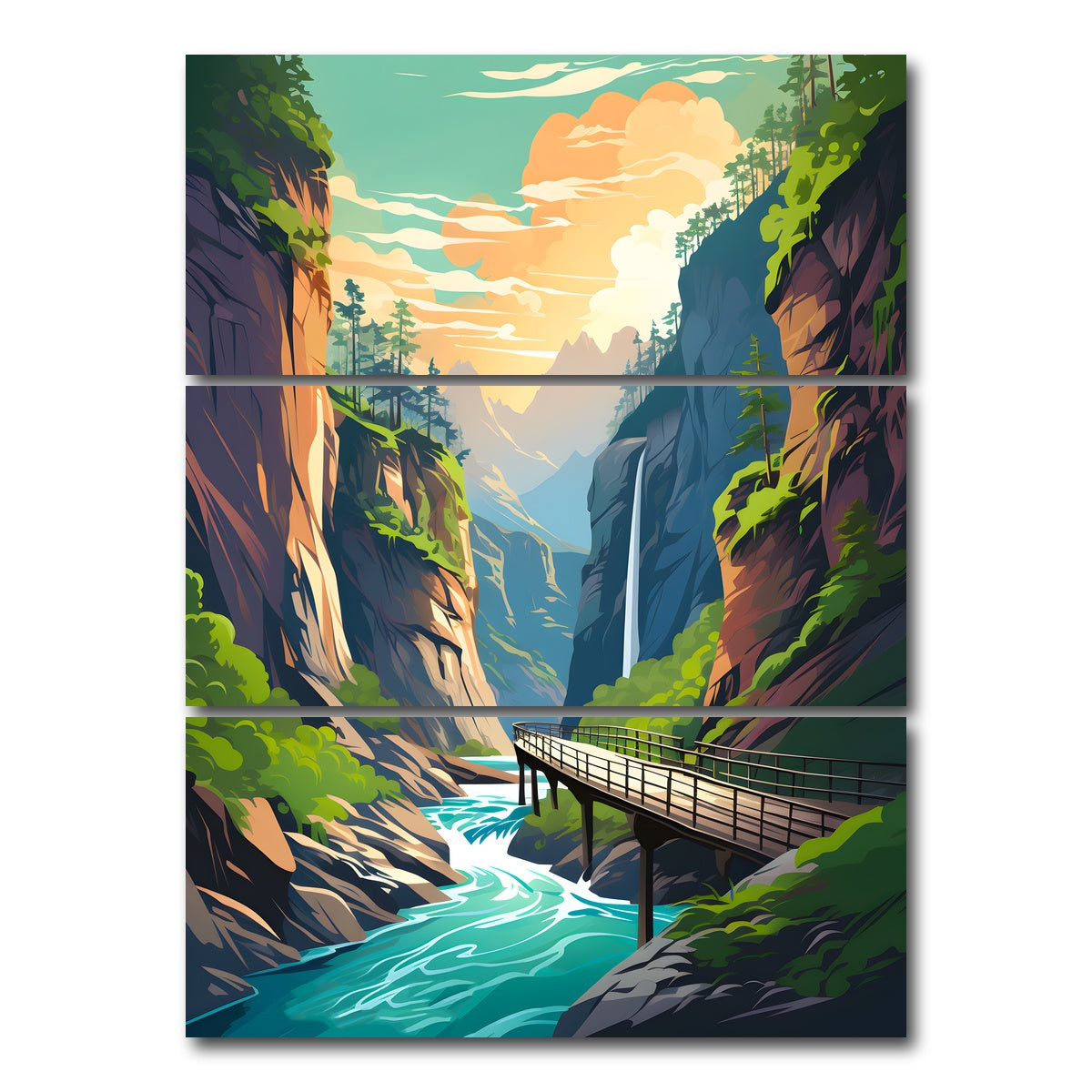 AUTO-MOCKUP WHITE | Slovenia - Vintgar Gorge | 3 Piece | Gallery Wrap Canvas | group=8x18_stacked