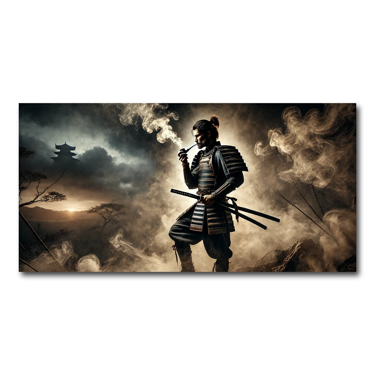 AUTO-MOCKUP WHITE | Smoking Samurai | 1 Piece | Gallery Wrap Canvas | group=2x1