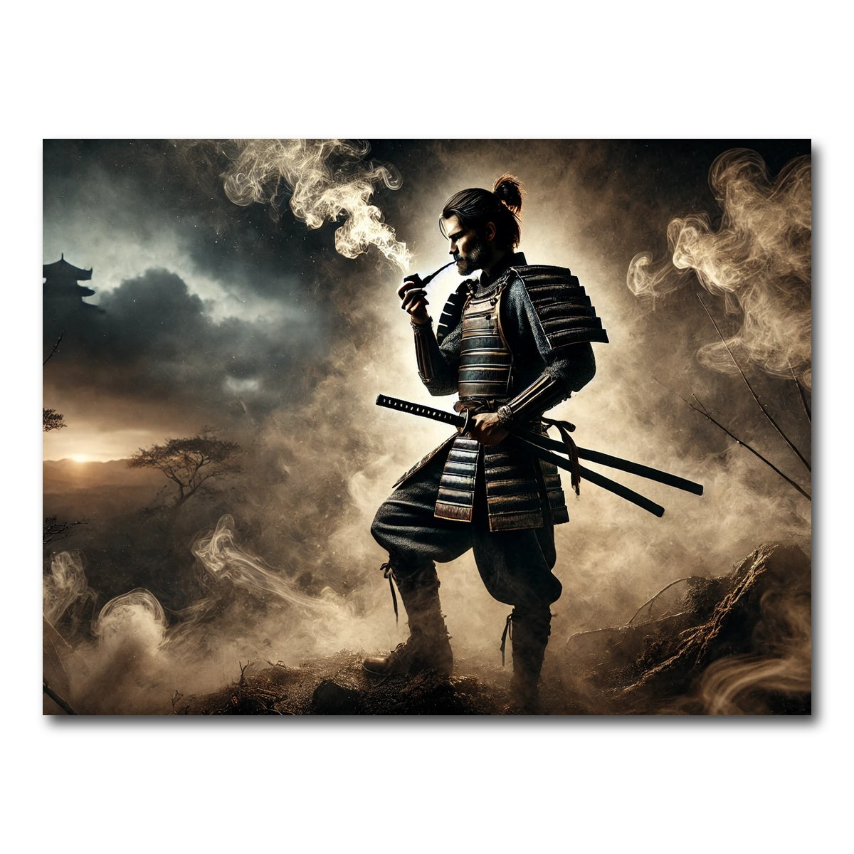 AUTO-MOCKUP WHITE | Smoking Samurai | 1 Piece | Gallery Wrap Canvas | group=4x3
