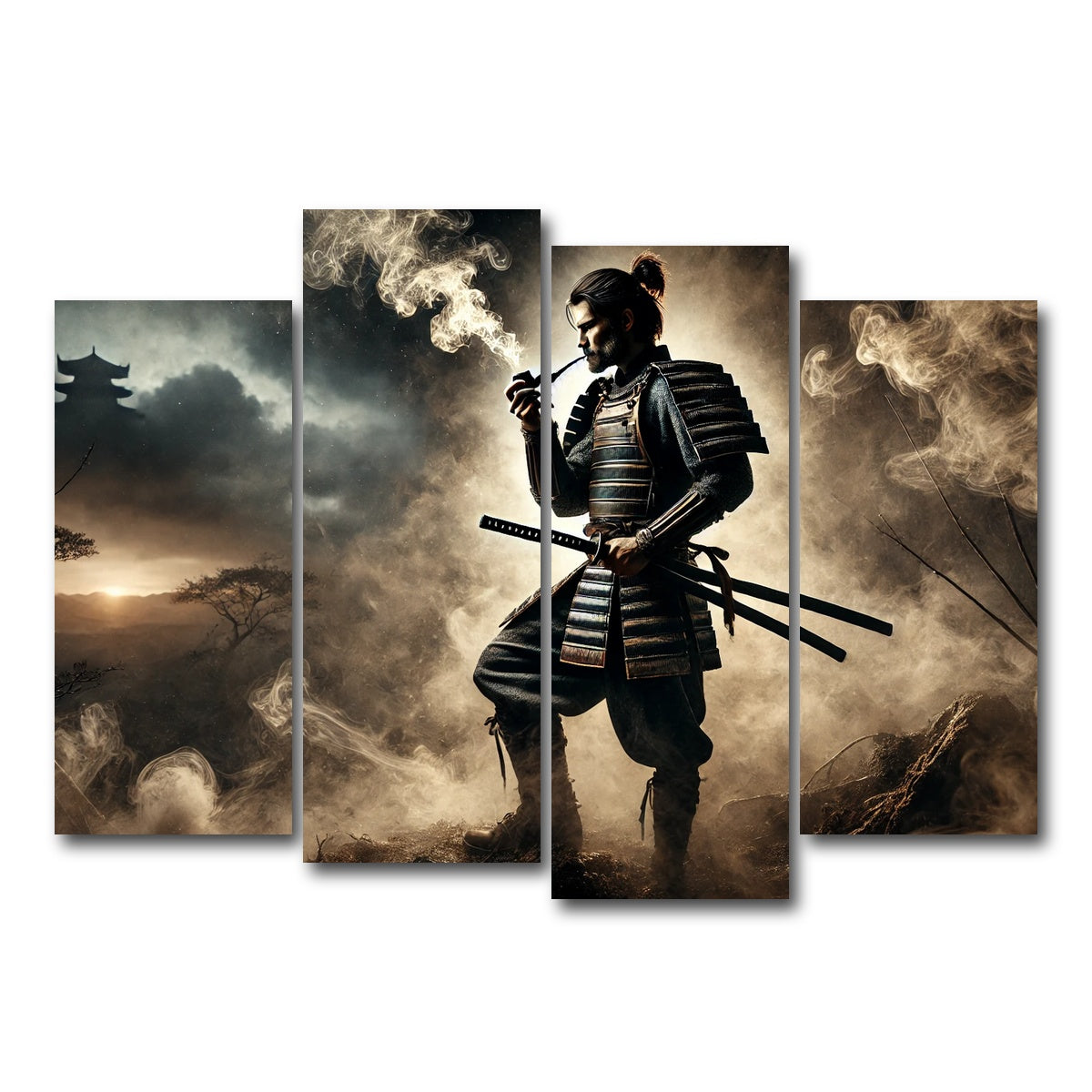 AUTO-MOCKUP WHITE | Smoking Samurai | 4 Piece | Gallery Wrap Canvas | group=4_normal
