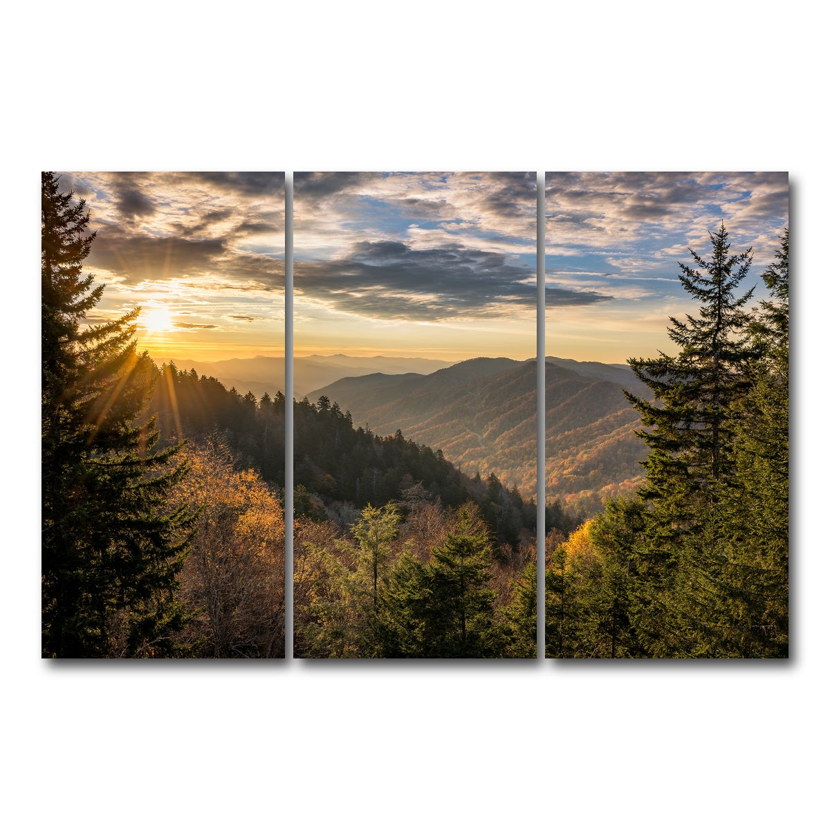 AUTO-MOCKUP WHITE | Smoky Mountains | 3 Piece | Gallery Wrap Canvas | group=12x24