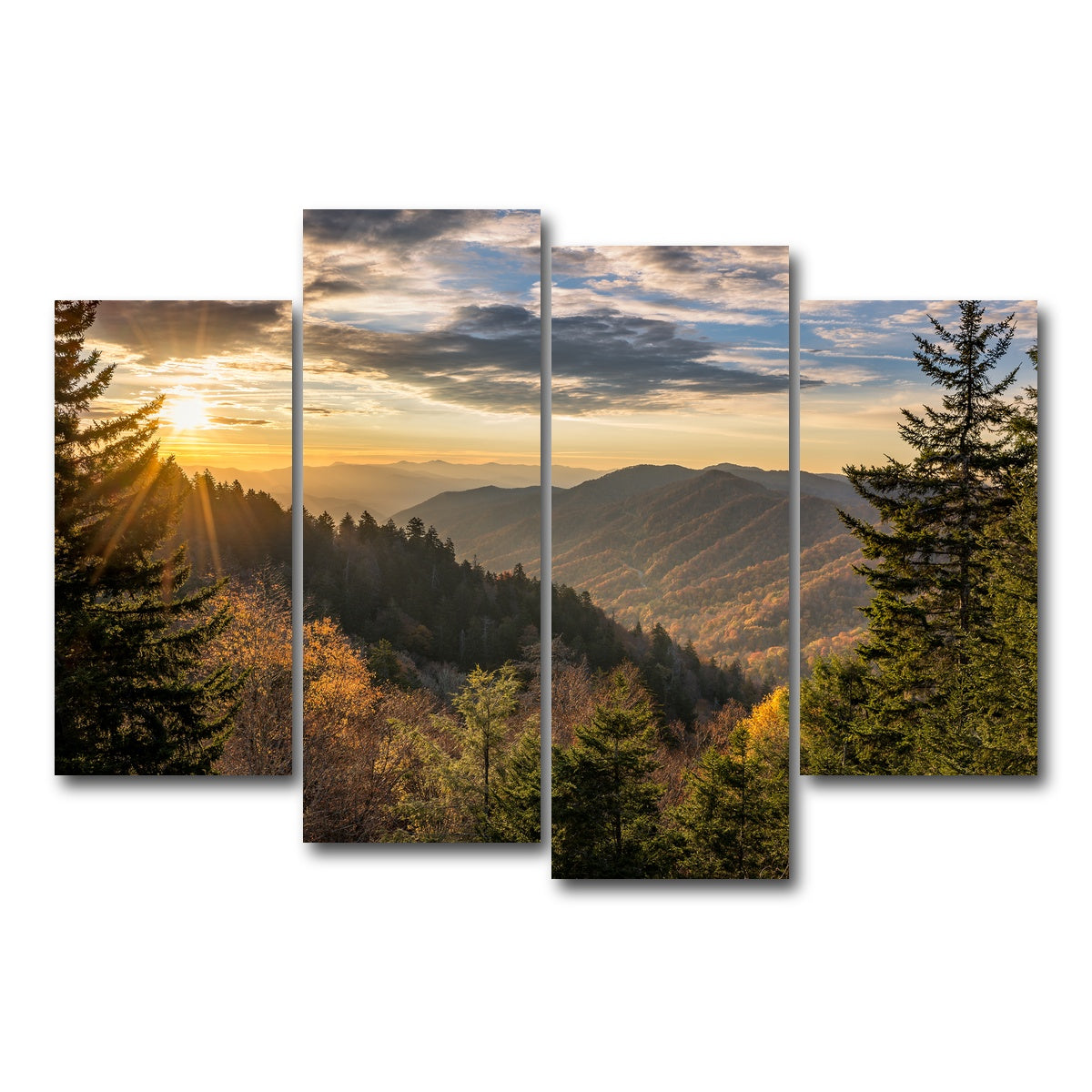AUTO-MOCKUP WHITE | Smoky Mountains | 4 Piece | Gallery Wrap Canvas | group=4_short