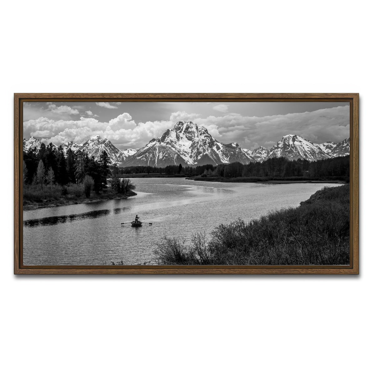 AUTO-MOCKUP WHITE | Snake River in the Grand Teton National Park | 1 Piece | Walnut Framed Canvas | group=2x1