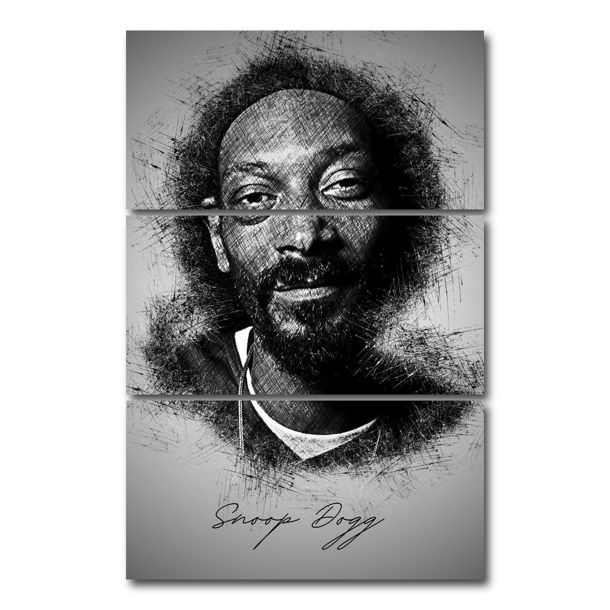 AUTO-MOCKUP WHITE | Snoop Sketch | 3 Piece | Gallery Wrap Canvas | group=12x24_stacked