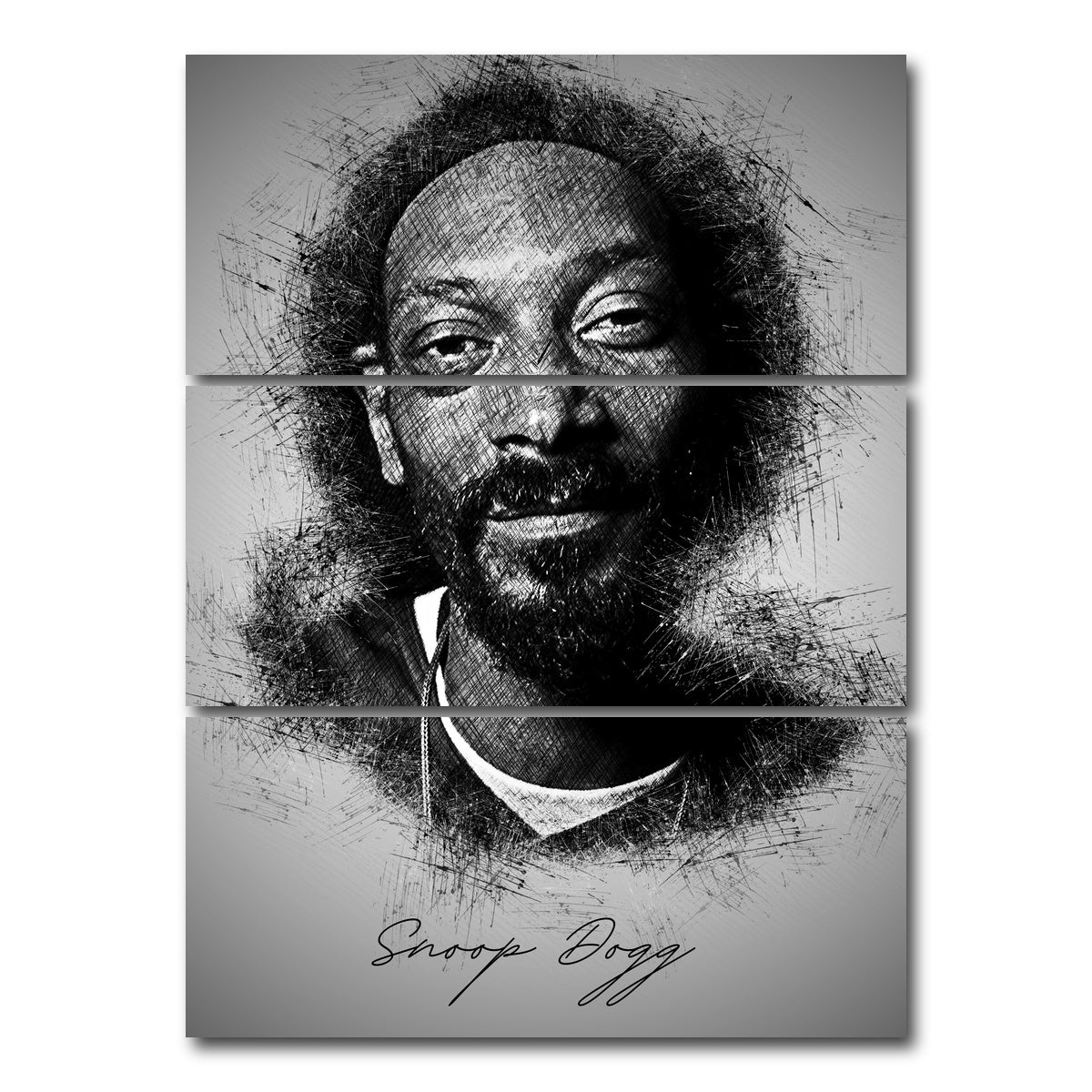 AUTO-MOCKUP WHITE | Snoop Sketch | 3 Piece | Gallery Wrap Canvas | group=8x18_stacked