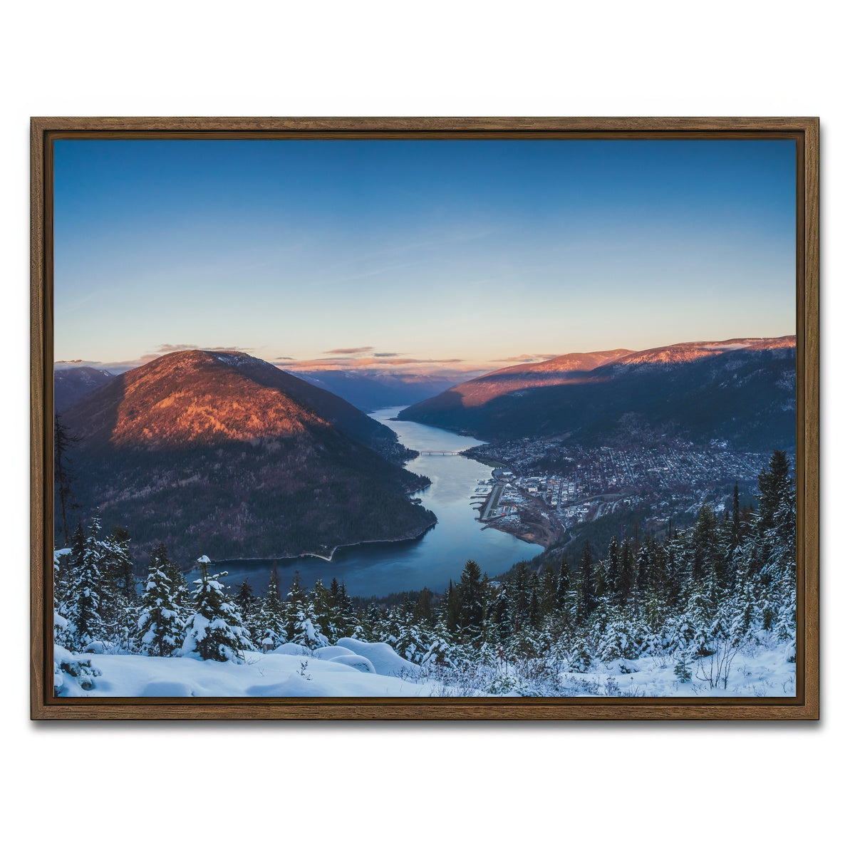 AUTO-MOCKUP WHITE | Snow Capped Creek | 1 Piece | Walnut Framed Canvas | group=4x3