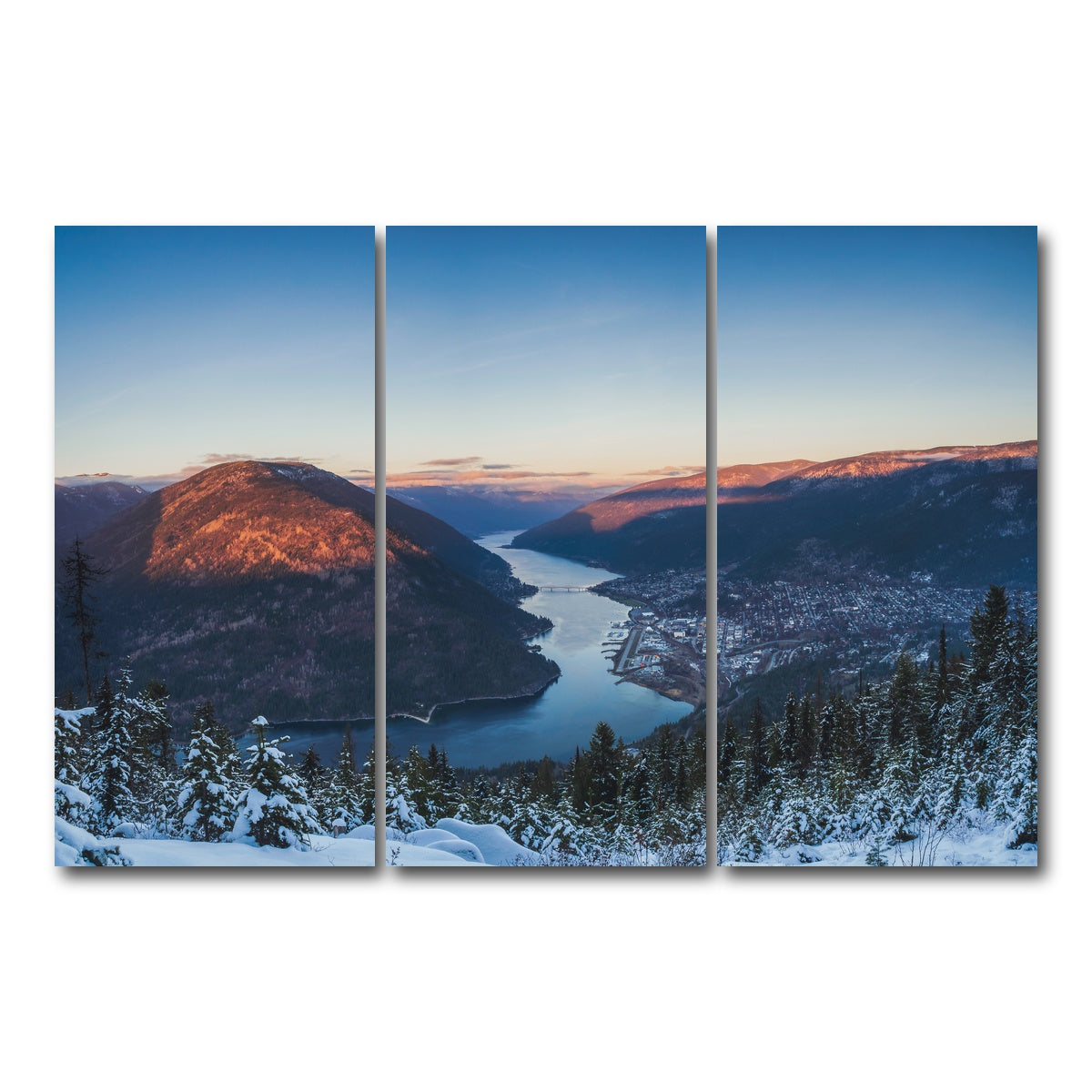 AUTO-MOCKUP WHITE | Snow Capped Creek | 3 Piece | Gallery Wrap Canvas | group=12x24