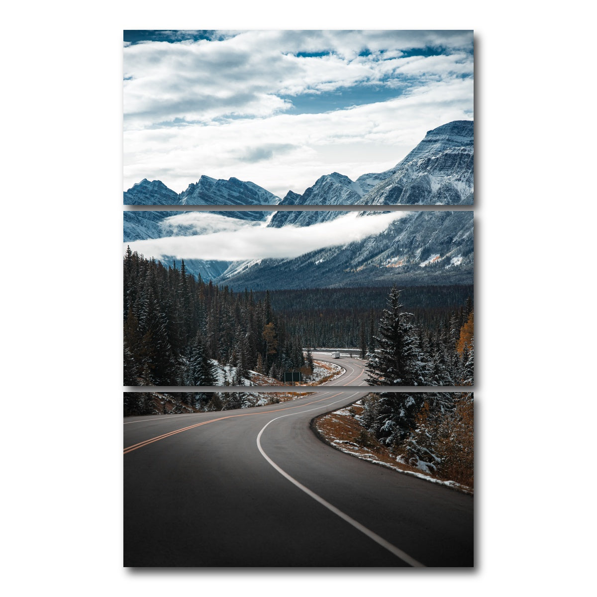 AUTO-MOCKUP WHITE | Snow Drive | 3 Piece | Gallery Wrap Canvas | group=12x24_stacked