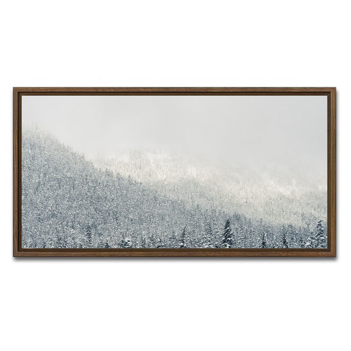 AUTO-MOCKUP WHITE | Snowy Mountains | 1 Piece | Walnut Framed Canvas | group=2x1
