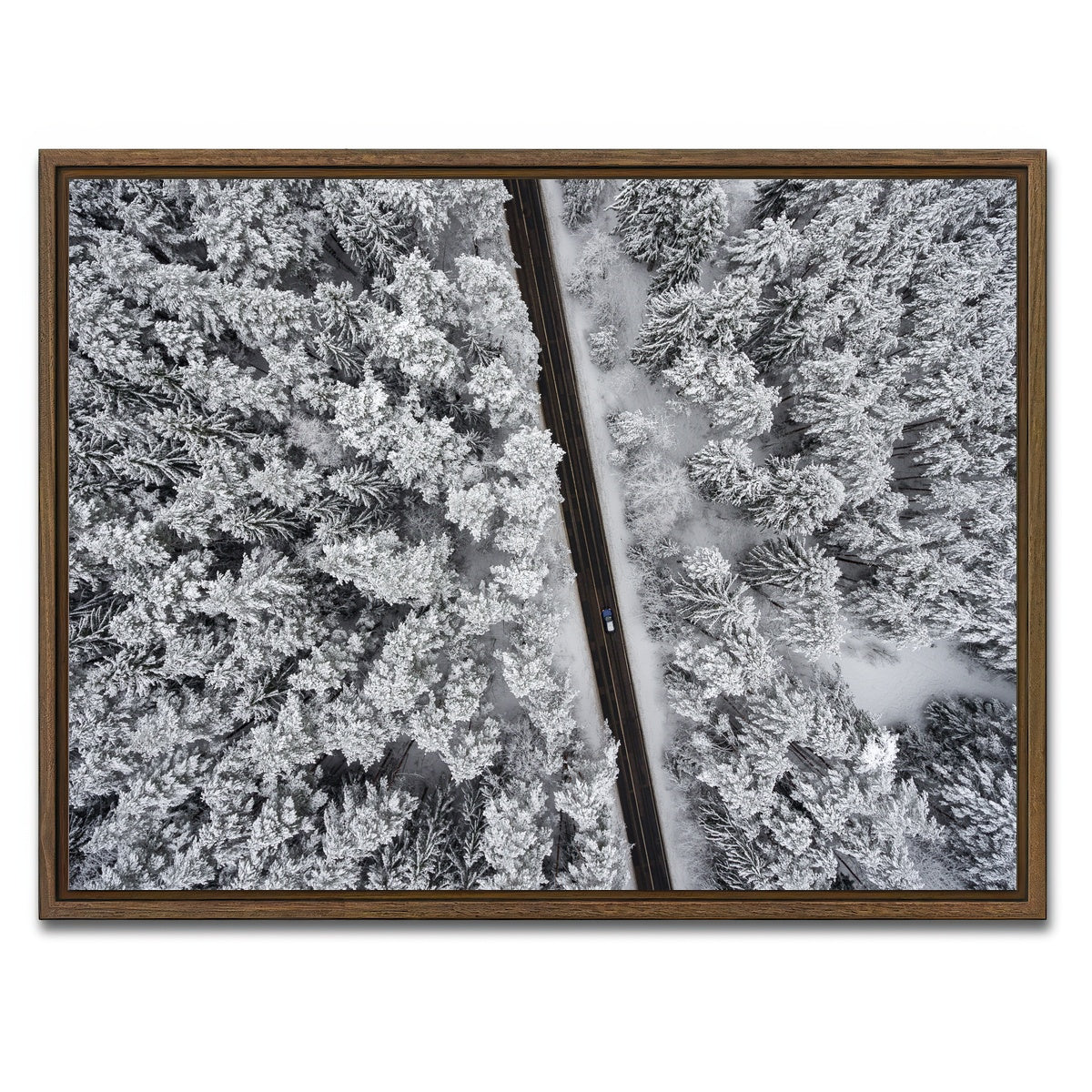 AUTO-MOCKUP WHITE | Snowy Road | 1 Piece | Walnut Framed Canvas | group=4x3