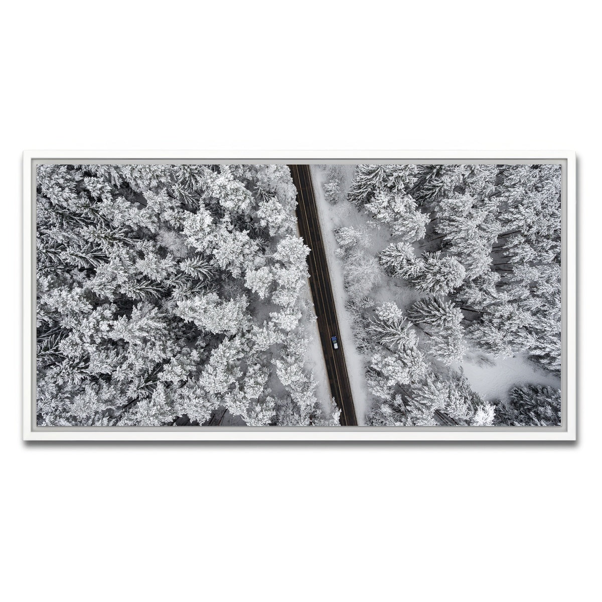 AUTO-MOCKUP WHITE | Snowy Road | 1 Piece | White Framed Canvas | group=2x1