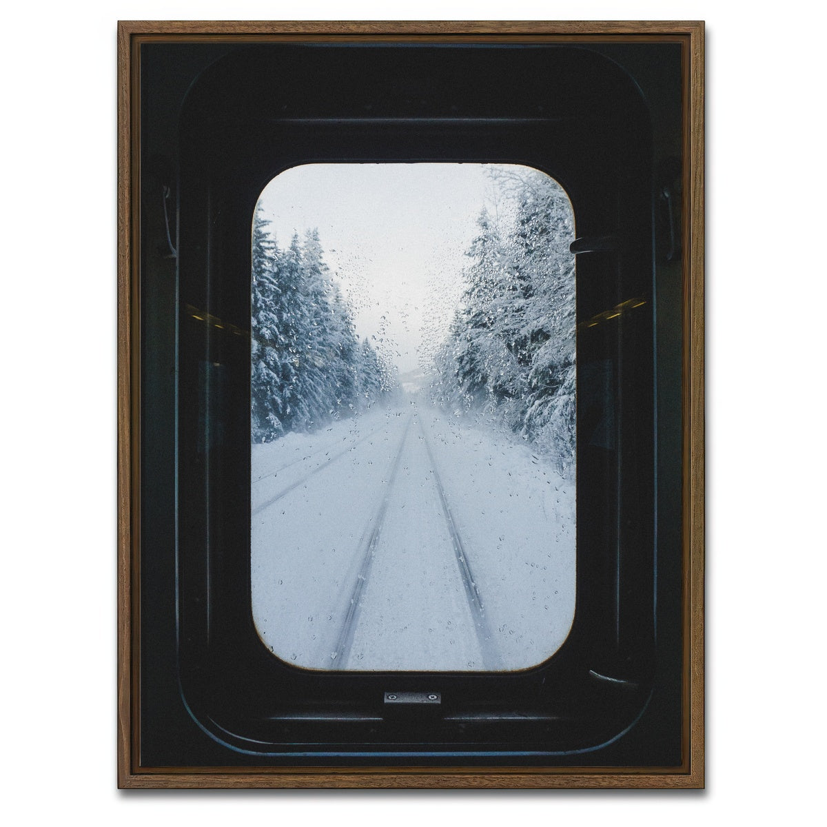 AUTO-MOCKUP WHITE | Snowy Train | 1 Piece | Walnut Framed Canvas | group=3x4