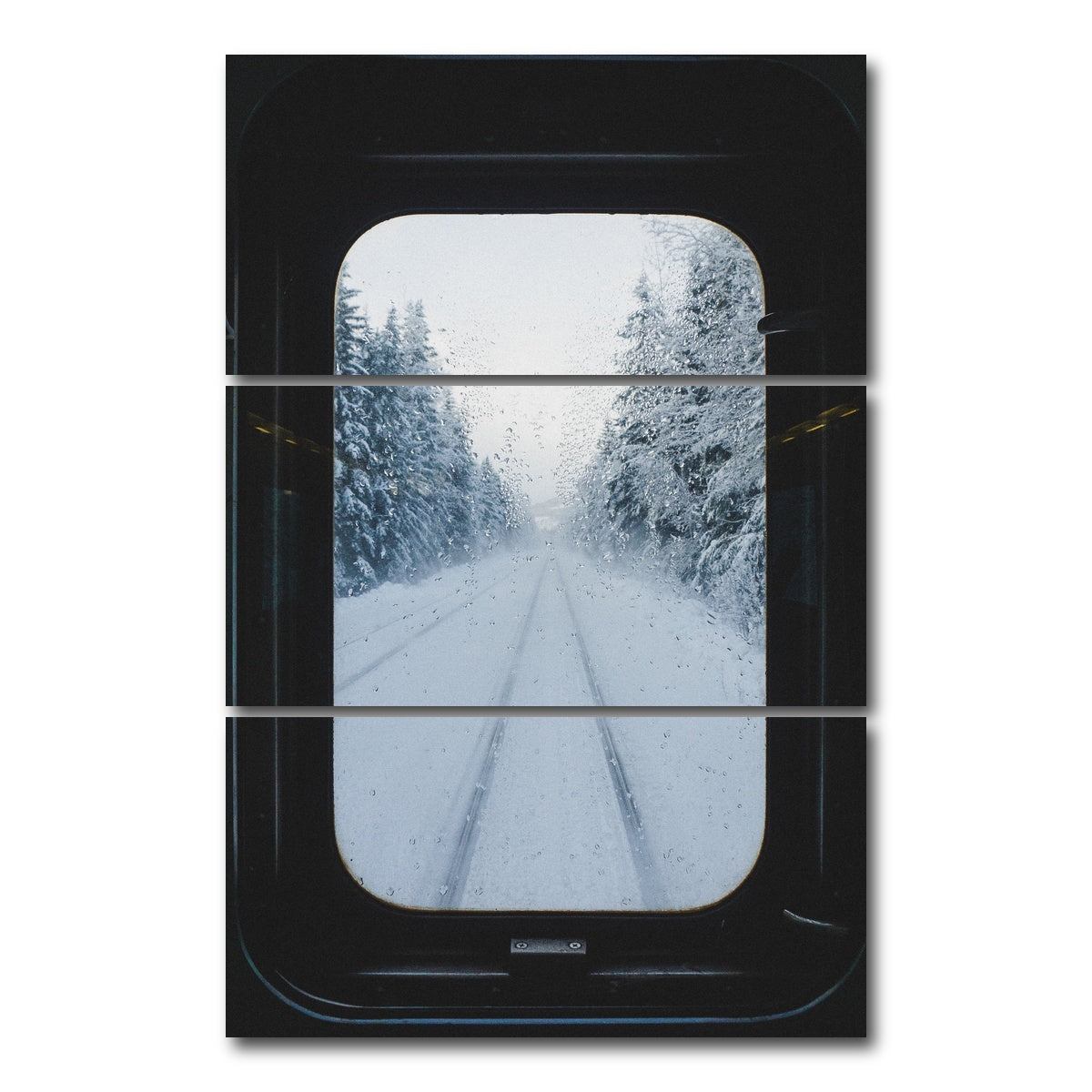 AUTO-MOCKUP WHITE | Snowy Train | 3 Piece | Gallery Wrap Canvas | group=12x24_stacked