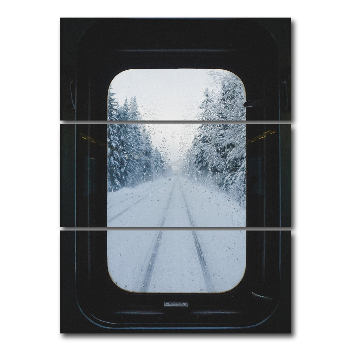 AUTO-MOCKUP WHITE | Snowy Train | 3 Piece | Gallery Wrap Canvas | group=8x18_stacked