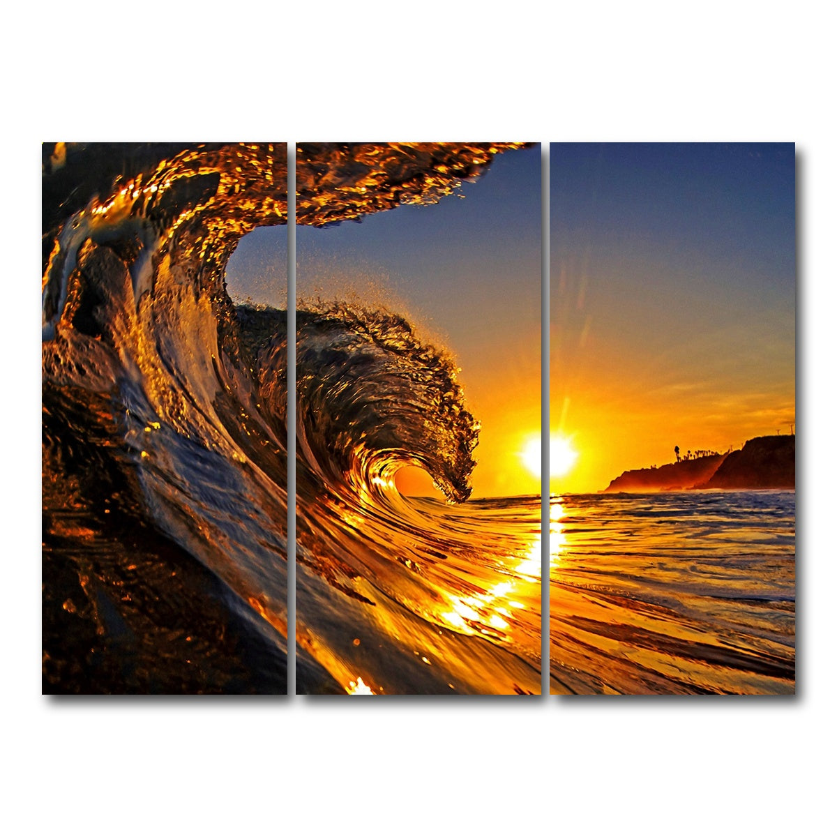 AUTO-MOCKUP WHITE | Solar Waves | 3 Piece | Gallery Wrap Canvas | group=8x18