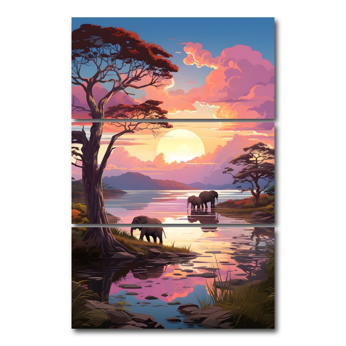 AUTO-MOCKUP WHITE | South Africa - Kruger National Park | 3 Piece | Gallery Wrap Canvas | group=12x24_stacked