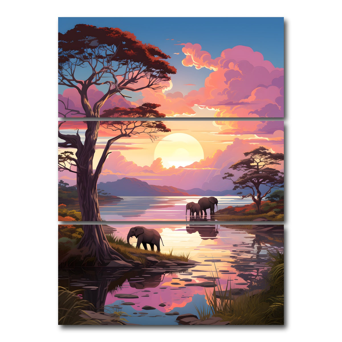 AUTO-MOCKUP WHITE | South Africa - Kruger National Park | 3 Piece | Gallery Wrap Canvas | group=8x18_stacked
