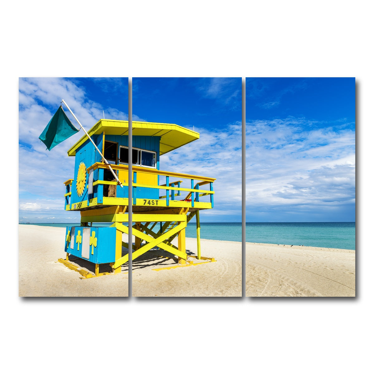 AUTO-MOCKUP WHITE | South Beach Lifeguard Tower | 3 Piece | Gallery Wrap Canvas | group=12x24