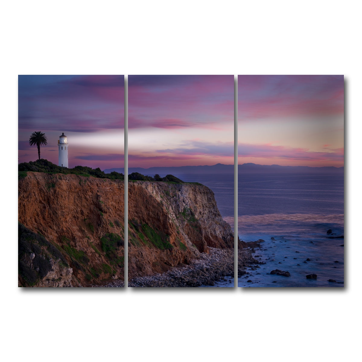 AUTO-MOCKUP WHITE | Southern California Lighthouse | 3 Piece | Gallery Wrap Canvas | group=12x24