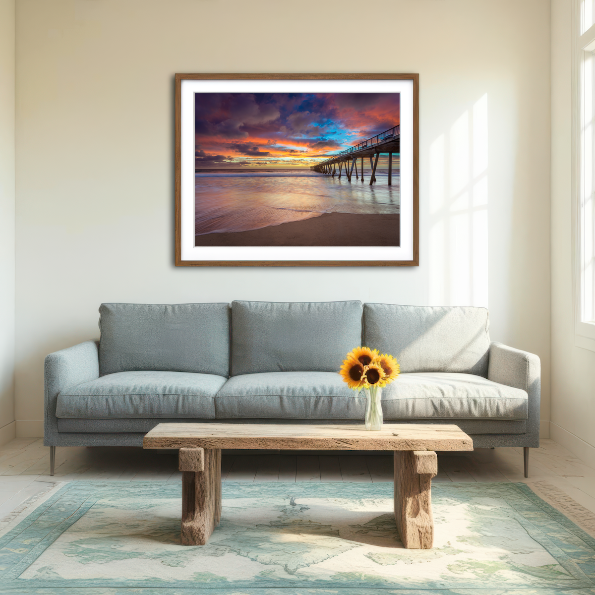 AUTO-MOCKUP ROOM | Southern California Pier at Sunset Wall Art