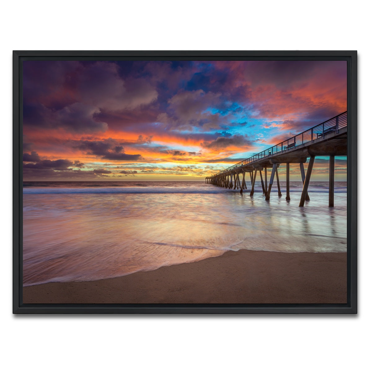 AUTO-MOCKUP WHITE | Southern California Pier at Sunset | 1 Piece | Black Framed Canvas | group=4x3