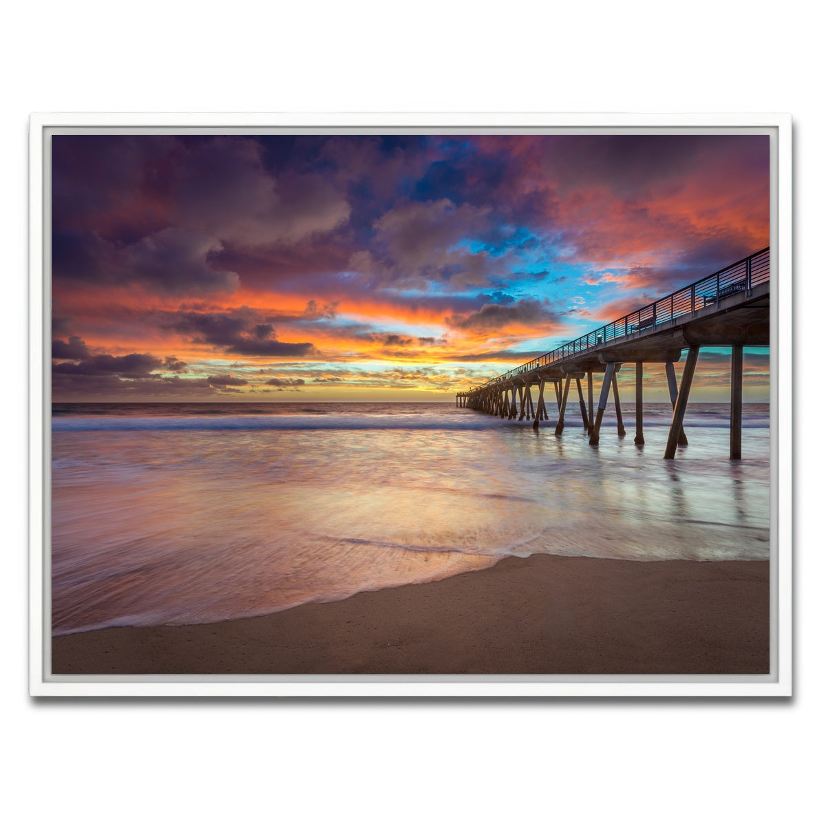 AUTO-MOCKUP WHITE | Southern California Pier at Sunset | 1 Piece | White Framed Canvas | group=4x3