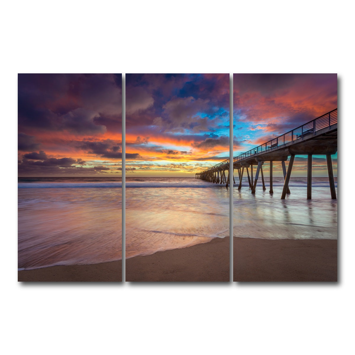 AUTO-MOCKUP WHITE | Southern California Pier at Sunset | 3 Piece | Gallery Wrap Canvas | group=12x24