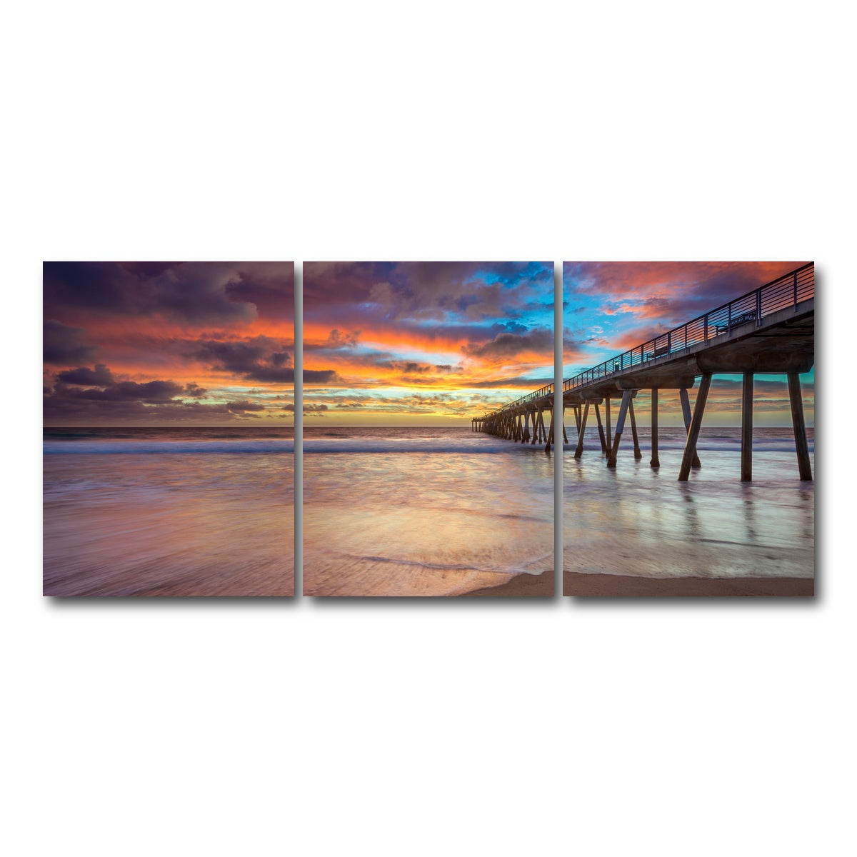 AUTO-MOCKUP WHITE | Southern California Pier at Sunset | 3 Piece | Gallery Wrap Canvas | group=18x24