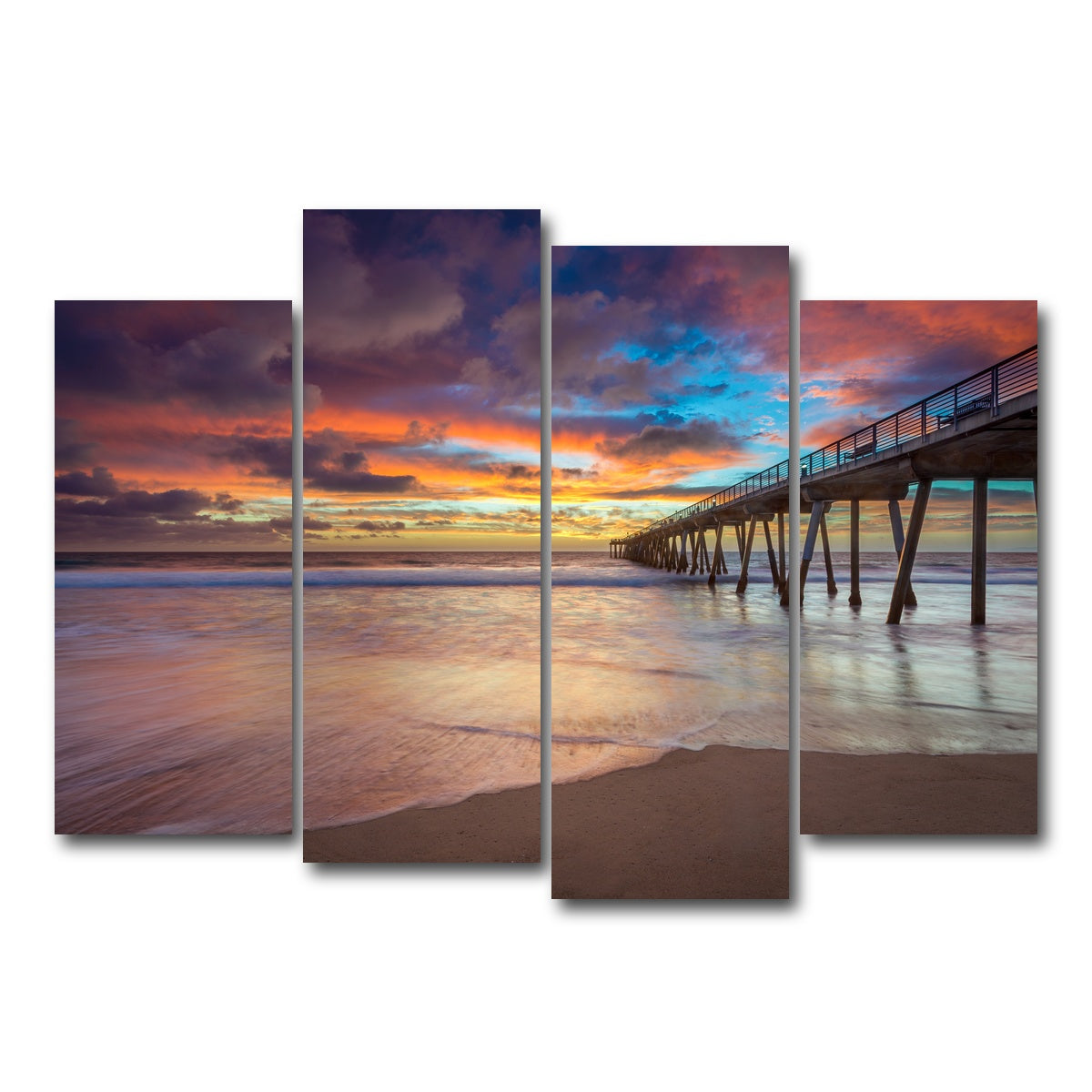 AUTO-MOCKUP WHITE | Southern California Pier at Sunset | 4 Piece | Gallery Wrap Canvas | group=4_normal