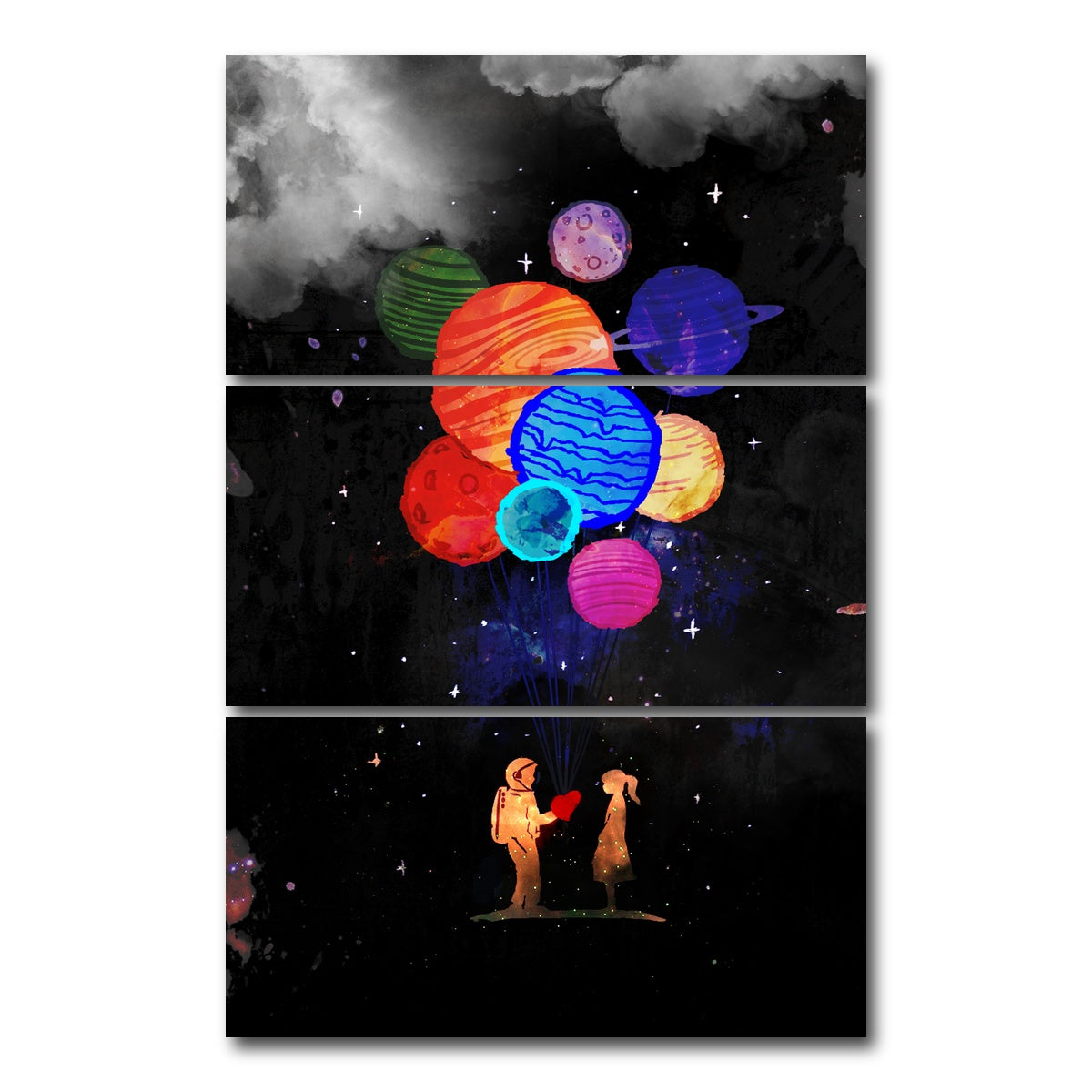 AUTO-MOCKUP WHITE | Space Love | 3 Piece | Gallery Wrap Canvas | group=12x24_stacked