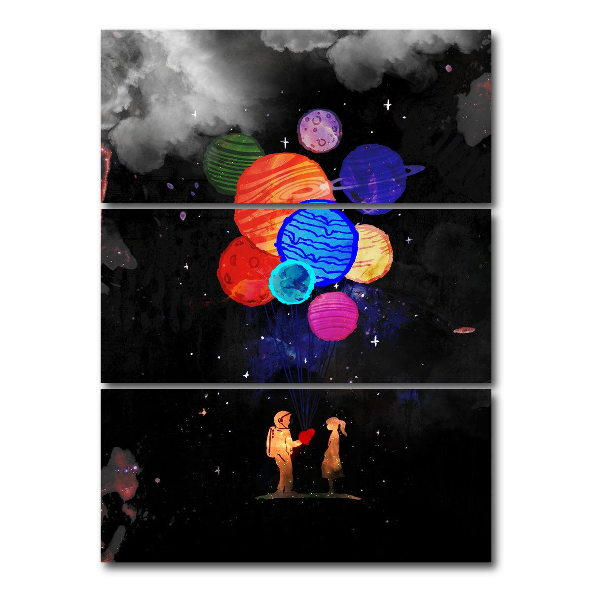 AUTO-MOCKUP WHITE | Space Love | 3 Piece | Gallery Wrap Canvas | group=8x18_stacked