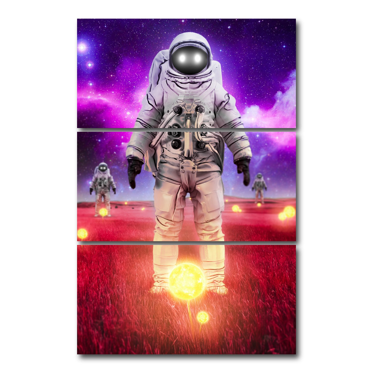 AUTO-MOCKUP WHITE | Space sunflowers | 3 Piece | Gallery Wrap Canvas | group=12x24_stacked