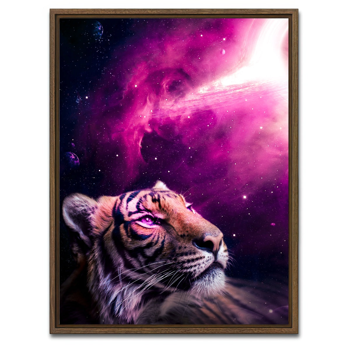 AUTO-MOCKUP WHITE | Space tiger | 1 Piece | Walnut Framed Canvas | group=3x4
