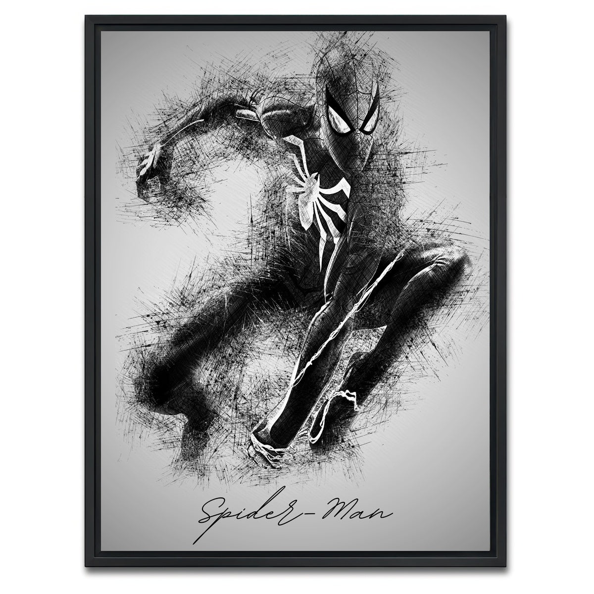AUTO-MOCKUP WHITE | Spider-Man Sketch | 1 Piece | Black Framed Canvas | group=3x4